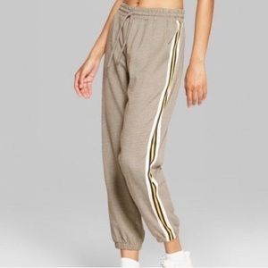Plaid pattern joggers with athletic stripe